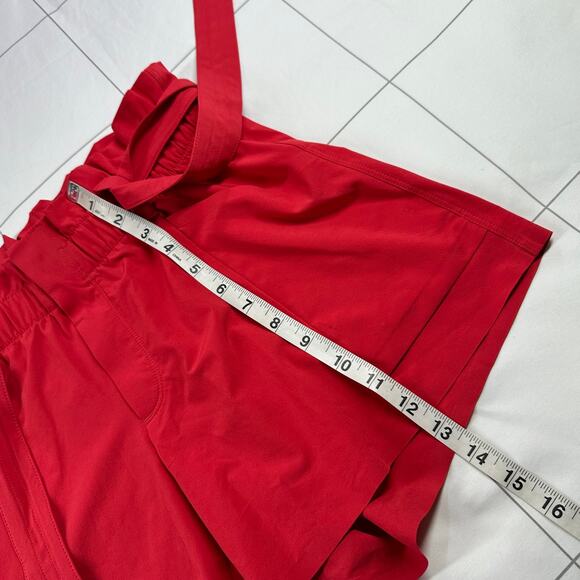 Athleta Shorts Womens 4 Red Skyline Belted Paperbag Waist Stretch Travel Casual - Picture 11 of 12